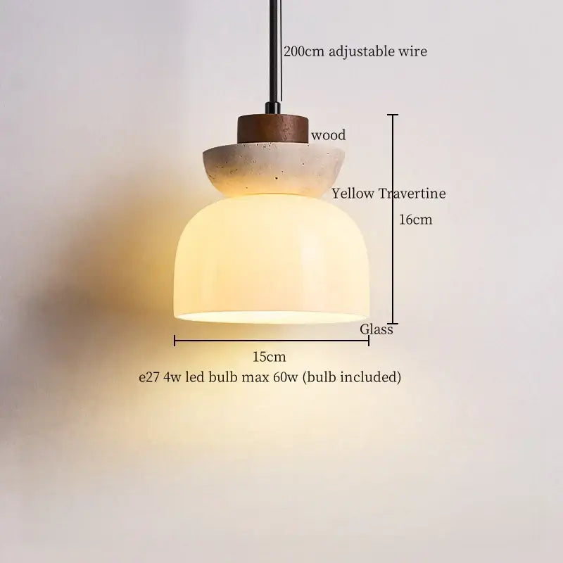 Wabi sabi beige concrete pendant lights dining room led yellow travertine
