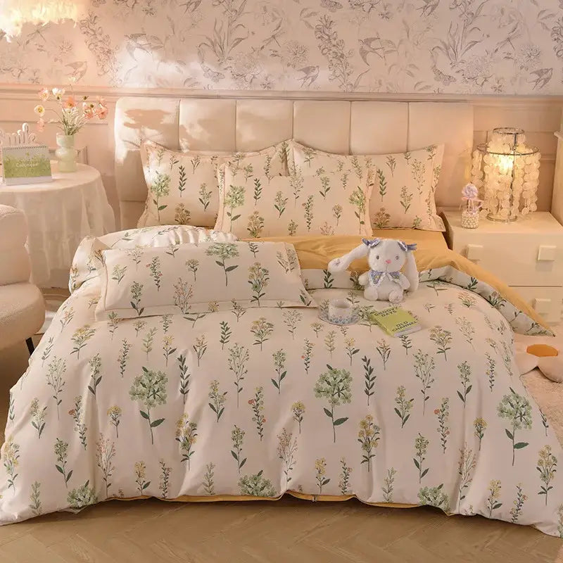 Whimsical pastel mint cotton thickened bedding set bedroom decor