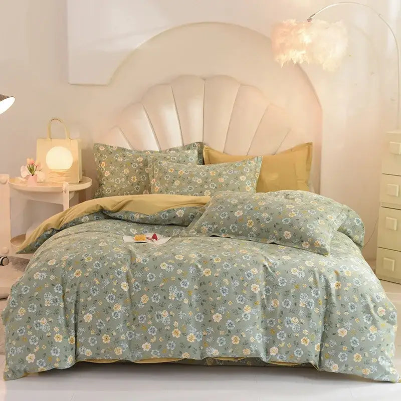 Whimsical pastel mint cotton thickened bedding set bedroom decor