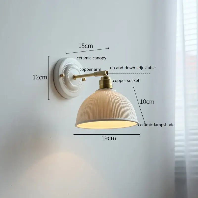 White and gold ceramic led wall light bedroom sconce