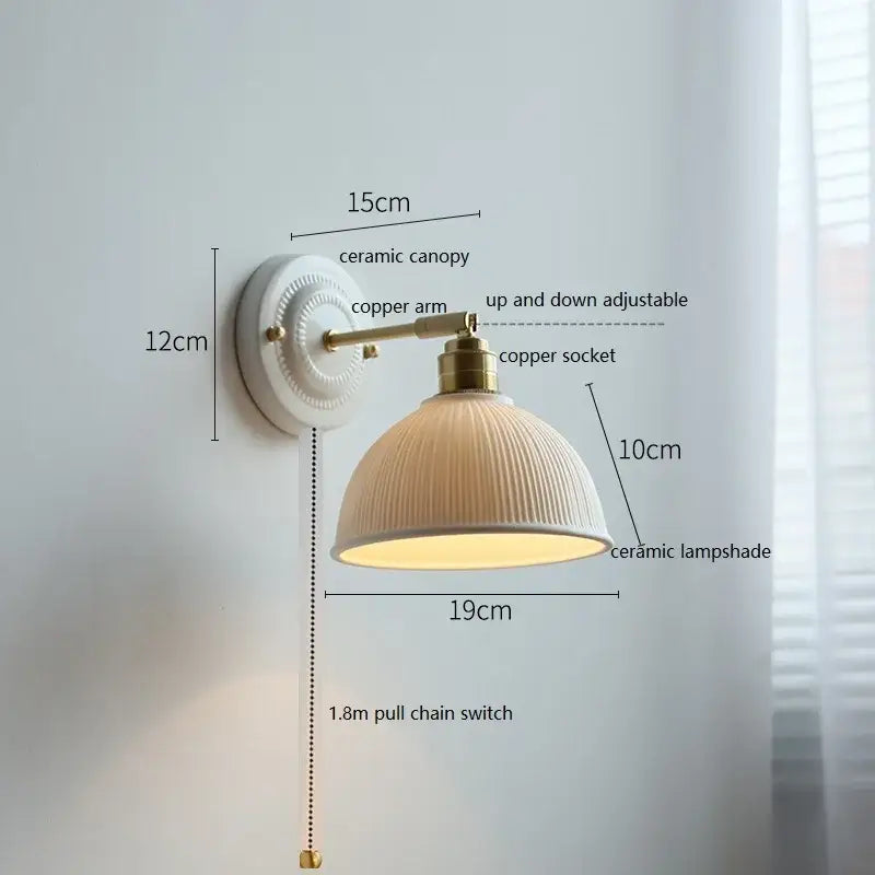 White butterfly ceramic led wall lamp bedroom scalloped sconce