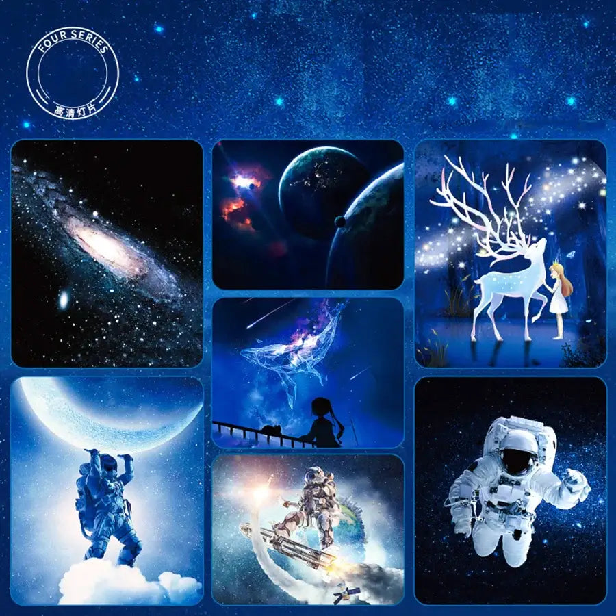 White circular galaxy star projector night light bedroom decor