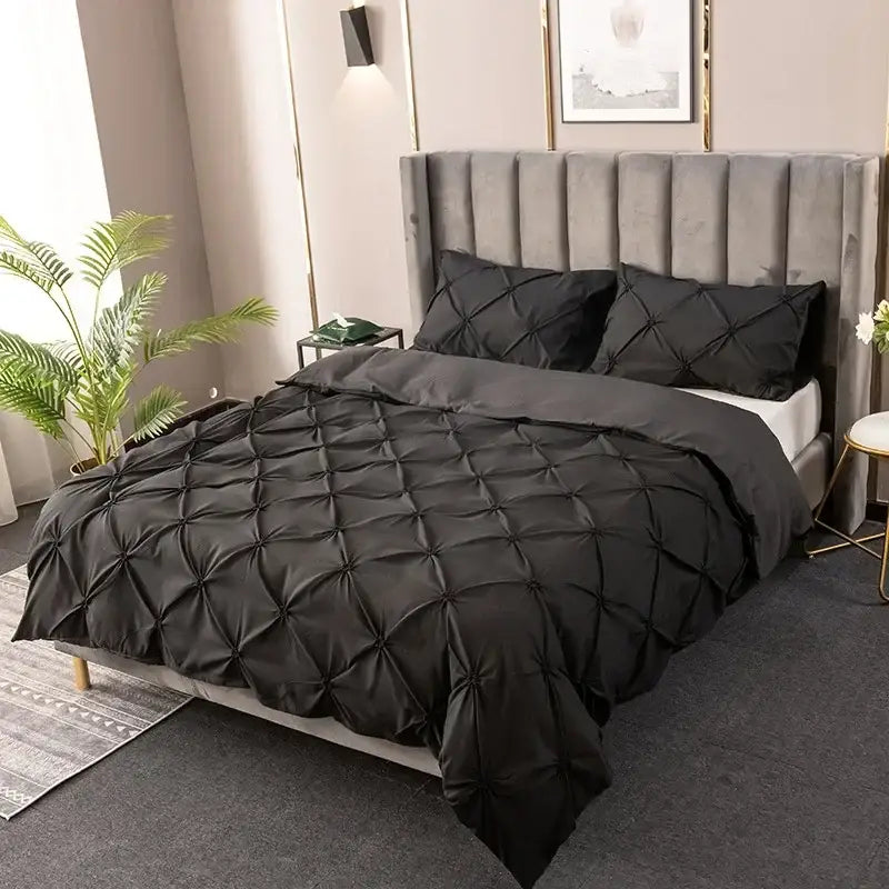 White diamond pinch pleated duvet cover set bedroom bedding
