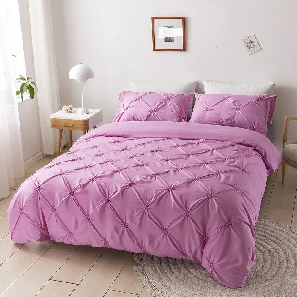 White diamond pinch pleated duvet cover set bedroom bedding