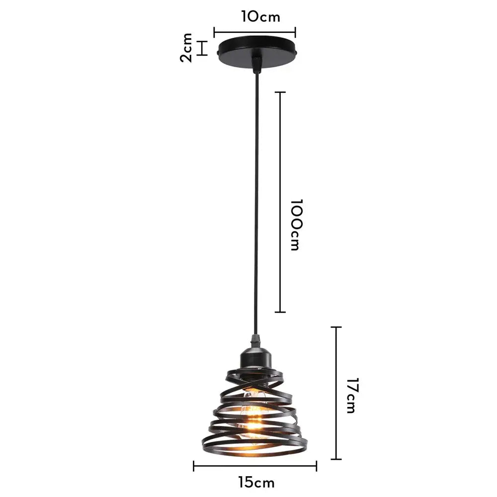 White spiral iron cage ring pendant light kitchen living room
