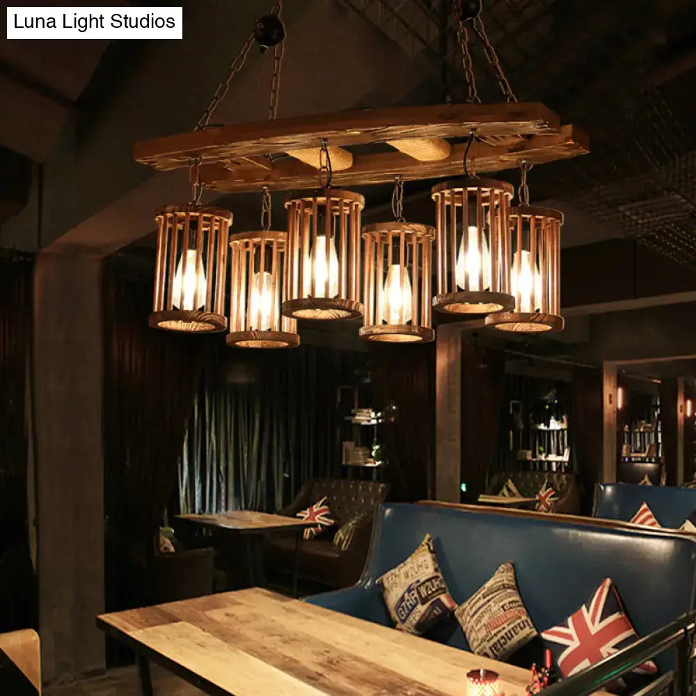 Wood Industrial Island Light
