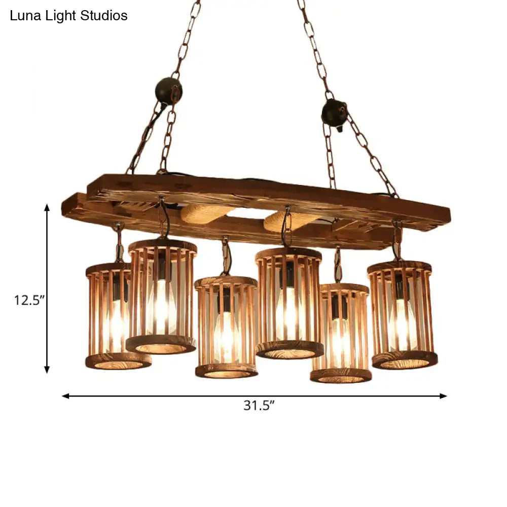 Wood Industrial Island Light