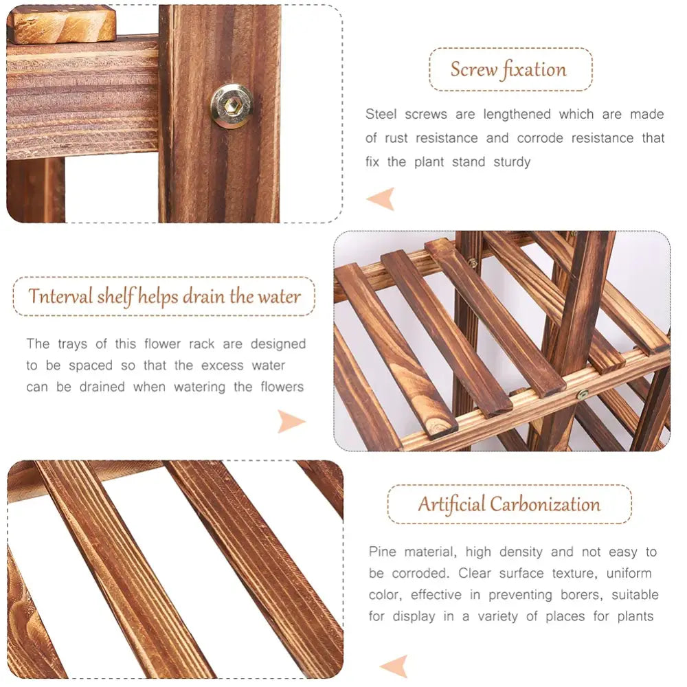 Natural Wood Tiered Plant Stand