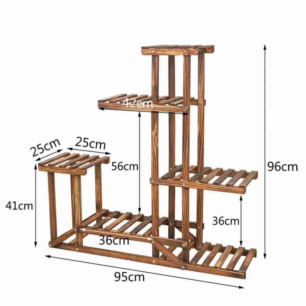 Natural Wood Tiered Plant Stand