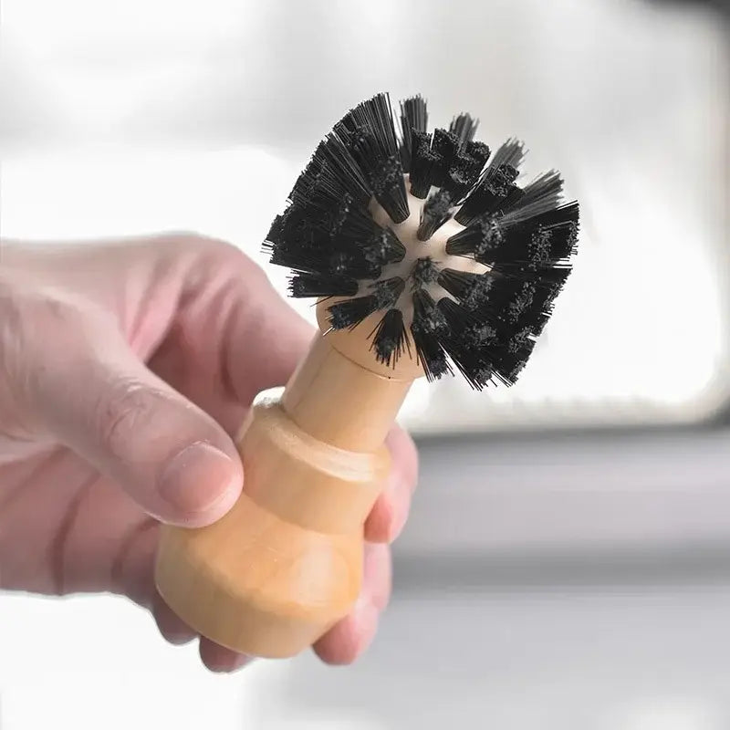Wooden espresso portafilter and tamper cleaning brush kitchen tool