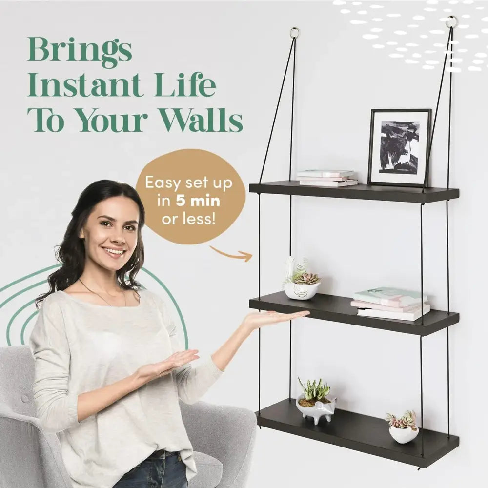 Brown Wood Floating Shelf
