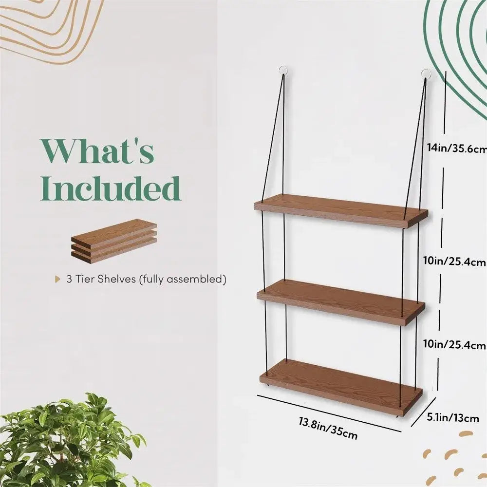 Brown Wood Floating Shelf