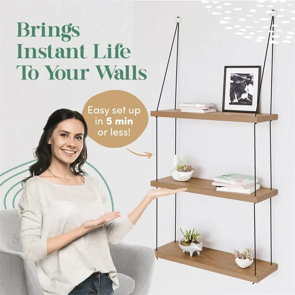 Brown Wood Floating Shelf