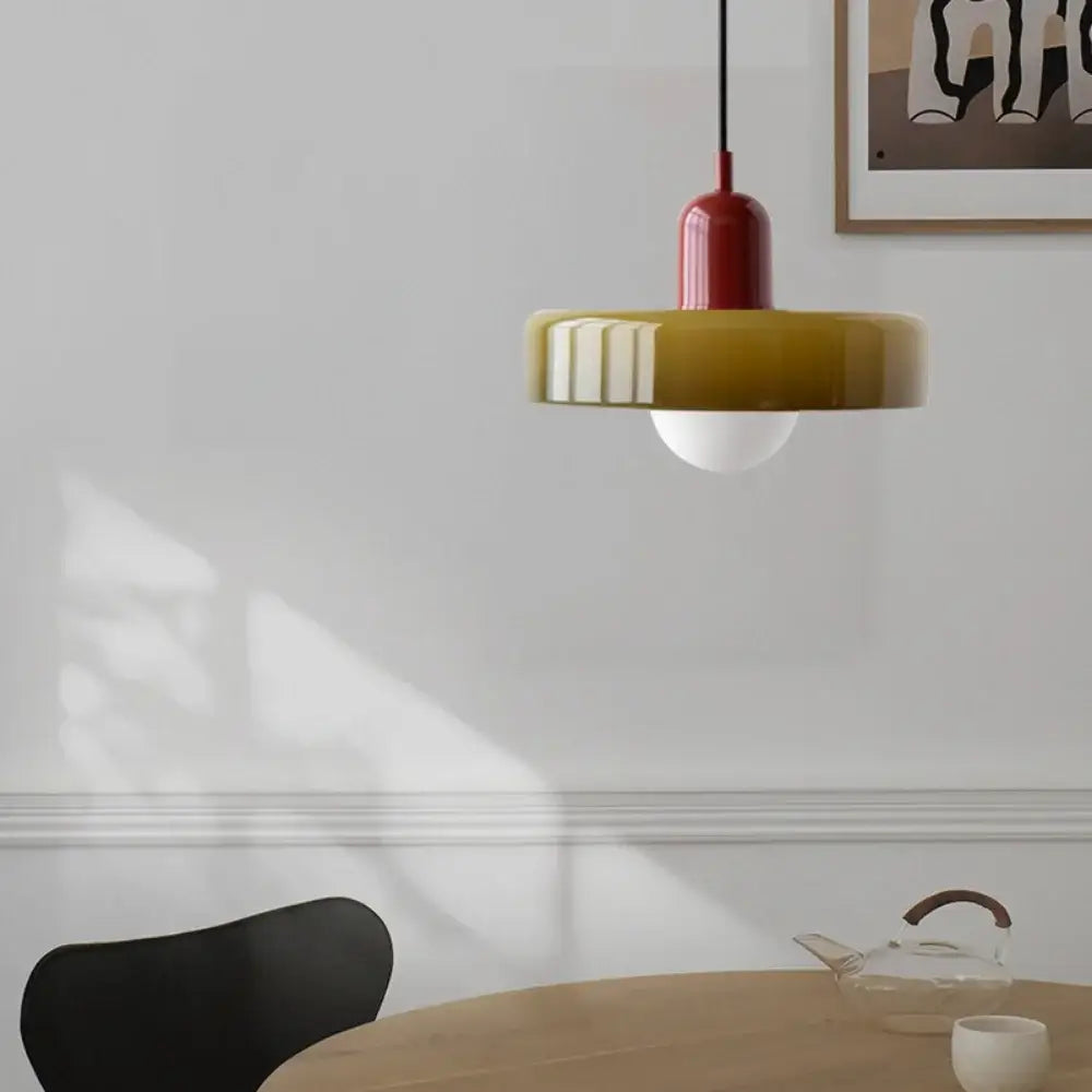Yellow & olive green nordic canteen chandelier kitchen pendant light