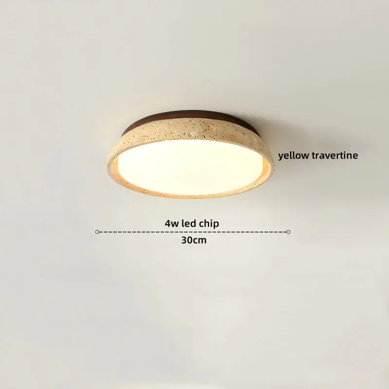 Yellow travertine led ceiling lamp living room frosted glass light
