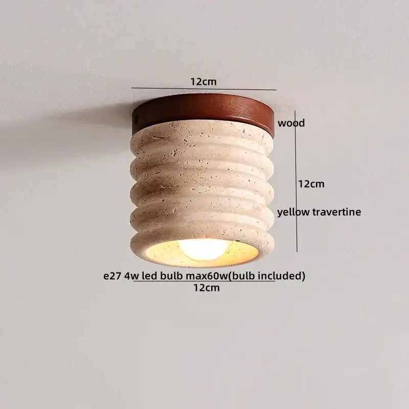 Yellow travertine led ceiling light bedroom textured concrete flush mount